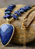 Boho Necklace, Heart Lapis Pendant Necklace
